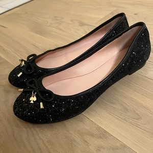Kate Spade New York Willa Glitter ballet flats in black, size 8, lightly worn